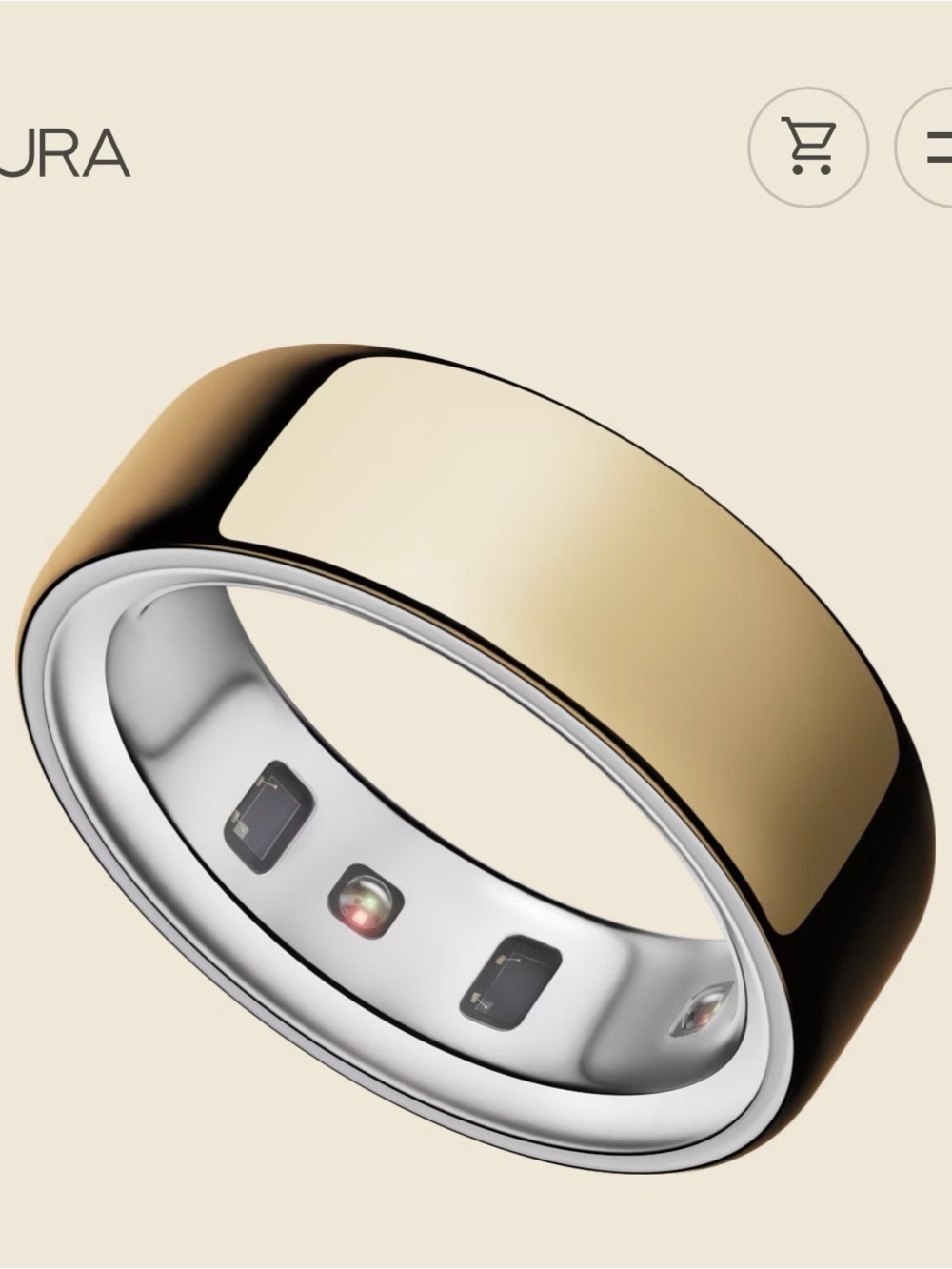 Oura Gold Smart Ring, size 9